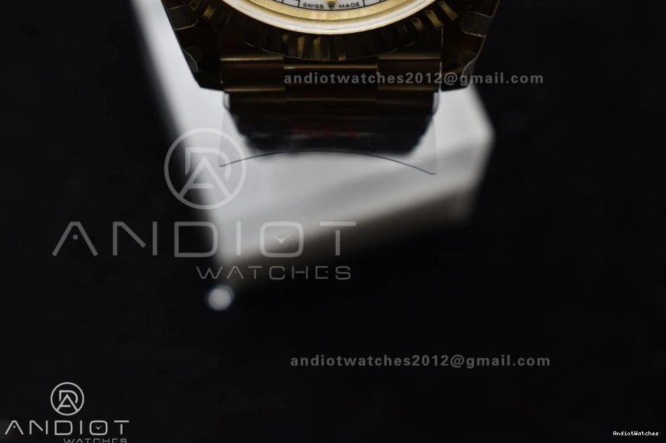 On 904L Dial YG Tungsten Bracelet Weighted White 40 Contemporary DayDate Steel Markers V A2836 GMF Stick 730 President 0901